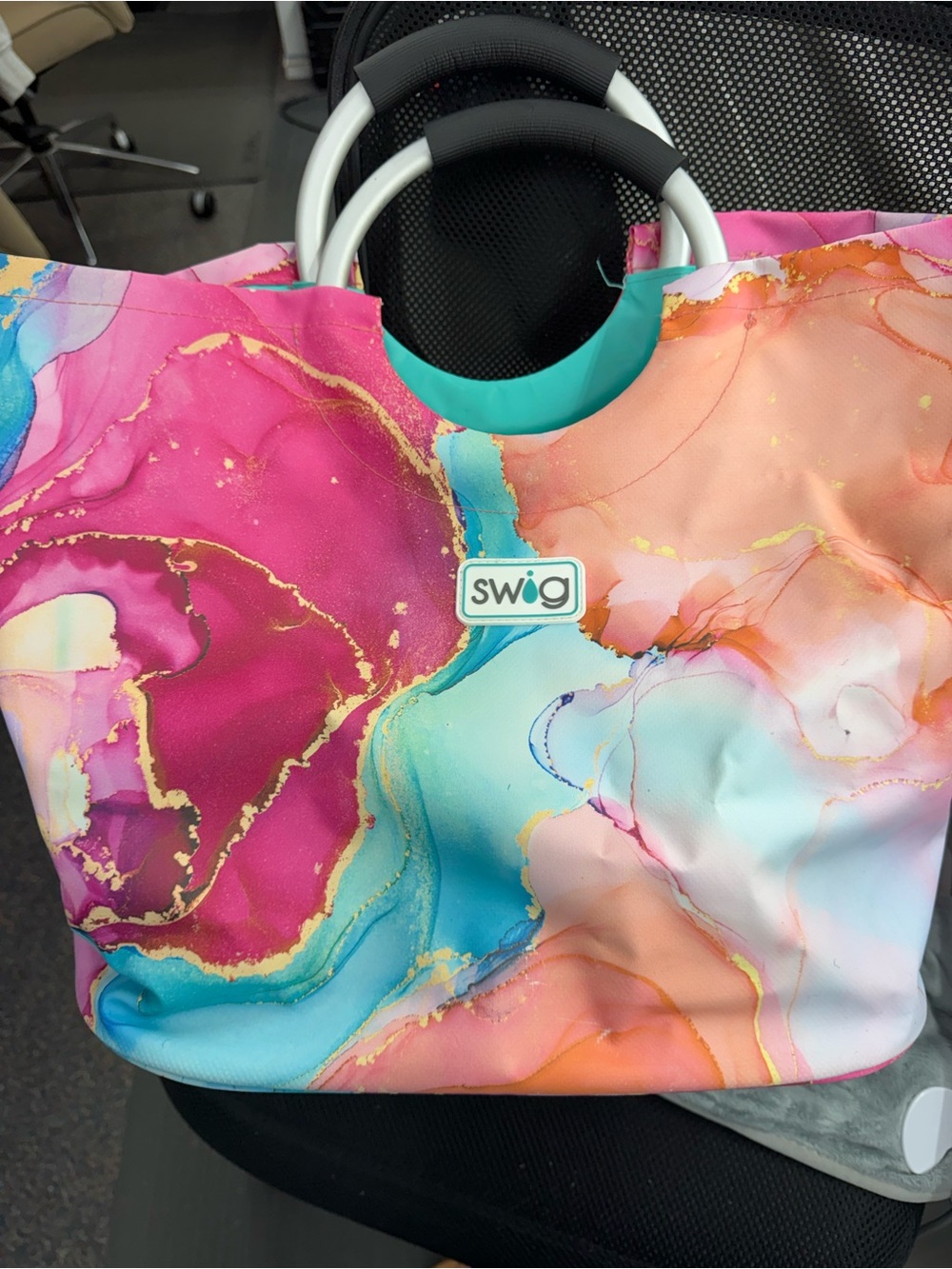 Swig Pink Marble Multi-Color Tote Bag